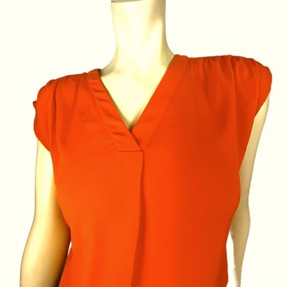NWT Ann Taylor Orange V-Neck Top with Capped Sleeves Size XXSP - Picture 4 of 8